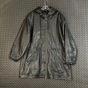 Wilson's Leather Black Quilted Anorak Utility Cargo Jacket‎ Coat Hooded Mens L